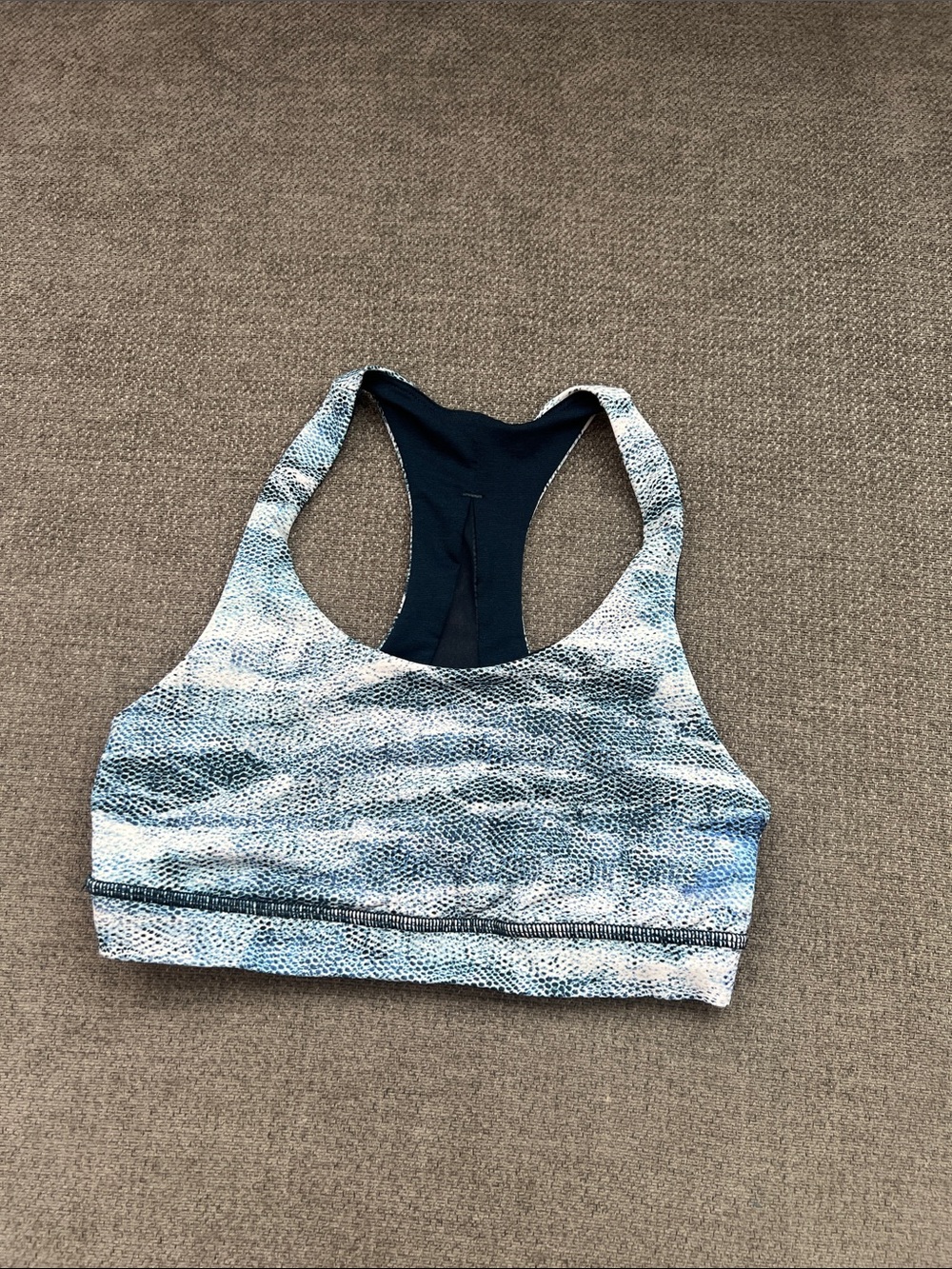 lululemon athletica Light Blue Patterned Racerback Sports Bra